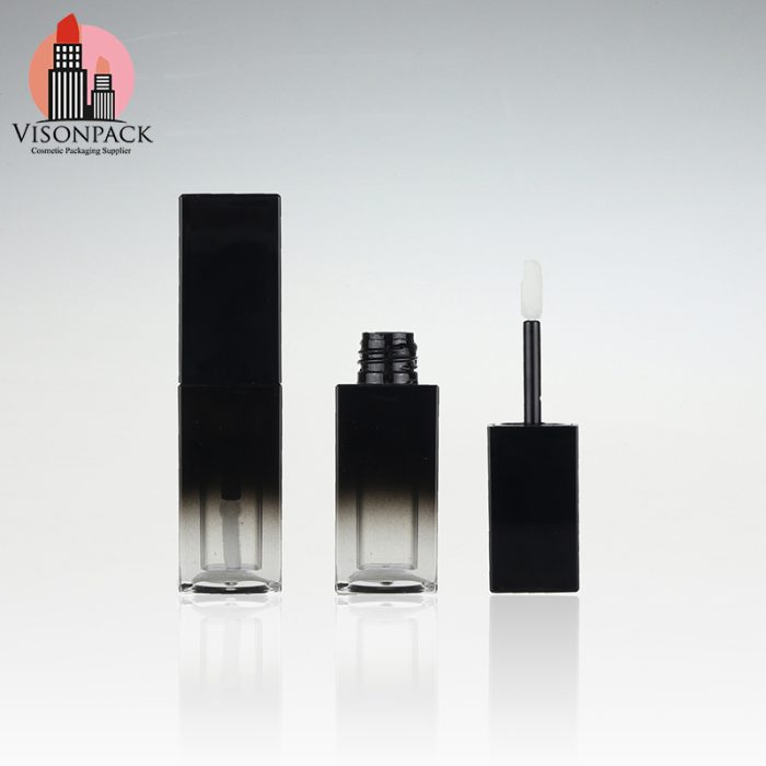 Gradient Black Square 5ml Lip Gloss Container with Applicator - LG008