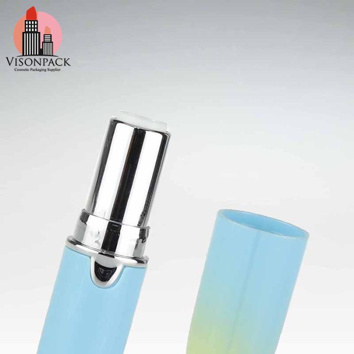 Wholesale Rould Plastic Empty Lipstick Case Blue Custom Design - LS018 - Image 3