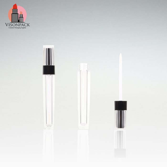 Custom Logo Printing Square Empty Lip Gloss Tube with Brush - LG026