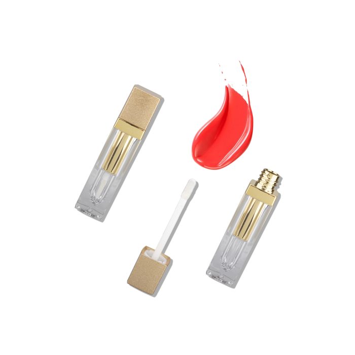 Cosmetic Packaging Clear Lip Gloss Containers Tube with Big Brush Wand Gold Lipgloss Tube Packaging Liptint Tube - LG132B - Image 4