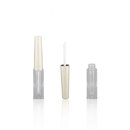 Matte Gold Lip Gloss Tube Square Clear Lipgloss Tube Hot Sale Plastic Lipgloss Container with Brush - LG142
