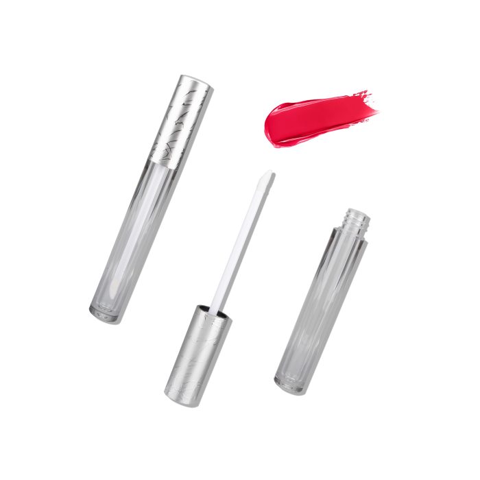 Luxury Sliver Embossed Cosmetic Packaging Round Lip Gloss Containers Tube Clear Lipgloss Tube Packaging - LG118 - Image 4