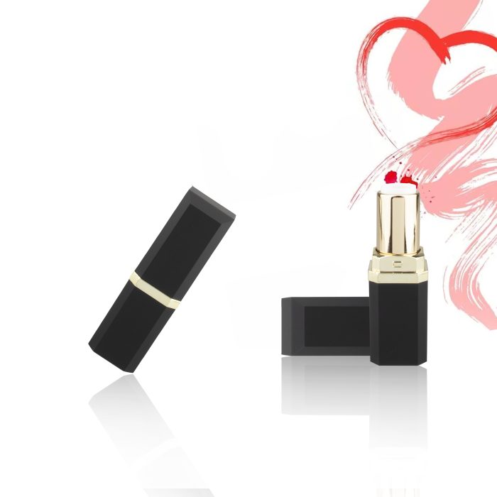 High Quality Luxury Cosmetic Plastic Tubes Empty Square Lipstick Tubes Matte Black Lipstick Packaging - LS366 - Image 4