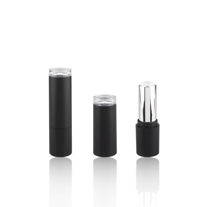 Matte Cosmetic Plastic Tubes Round Shape Lipstick Container Empty Lipstick Tubes Black Lipstick Packaging - LS386