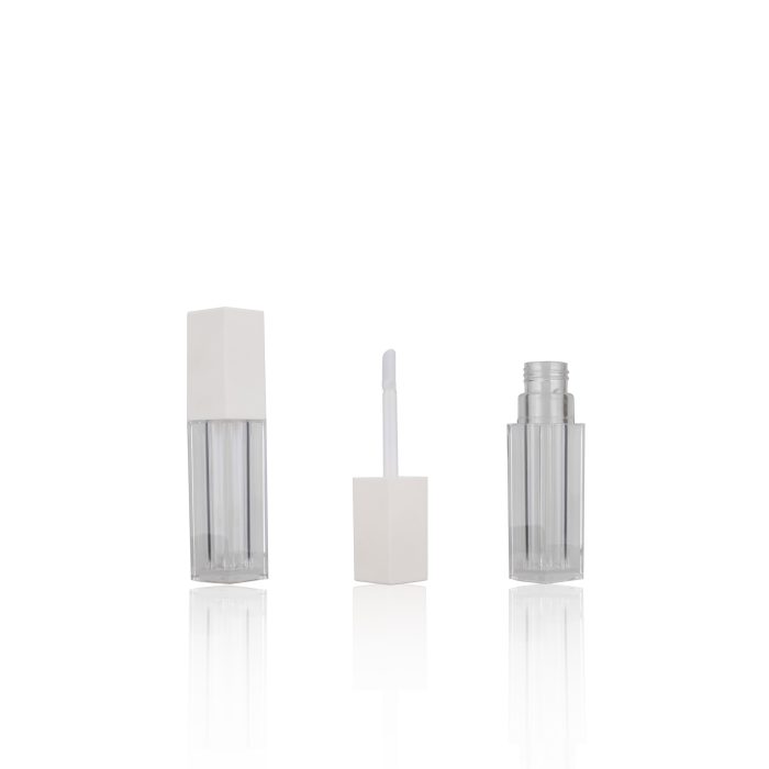 Popular Clear Pentagon Empty White Lip Gloss Tube Lipgloss Tube with Applicator Lip Gloss Containers Tube with Wand - LG193