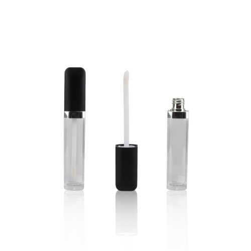 Logo Printing Square Lid Round Bottle Clear Empty Lip Gloss Tube Lipgloss Container Plastic Lip Gloss Wand Tube - LG208