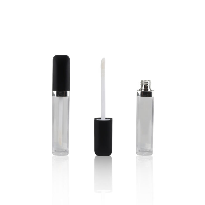 Logo Printing Square Lid Round Bottle Clear Empty Lip Gloss Tube Lipgloss Container Plastic Lip Gloss Wand Tube - LG208
