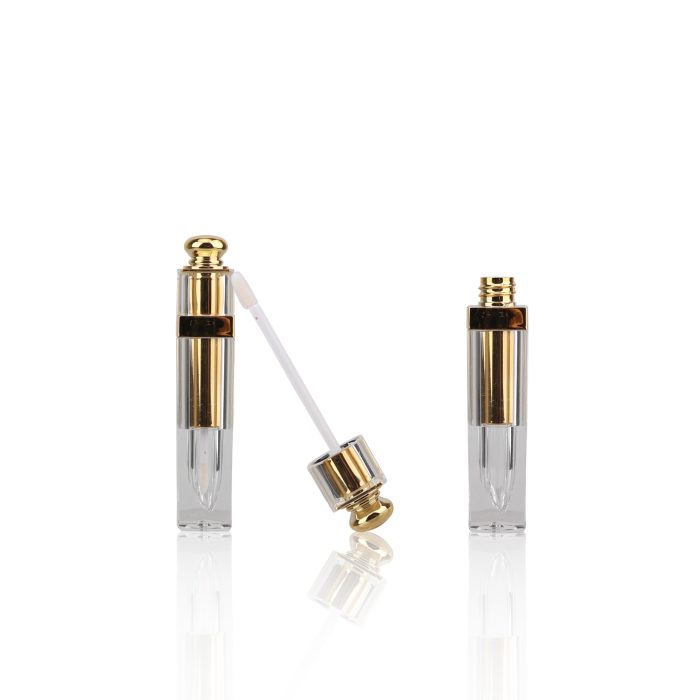 Eco Friendly Lipstick Shaped Clear Lip Gloss Tubes Lip Gloss Boxes Packaging Gold Cosmetic Tube Packaging - LG212 - Image 2