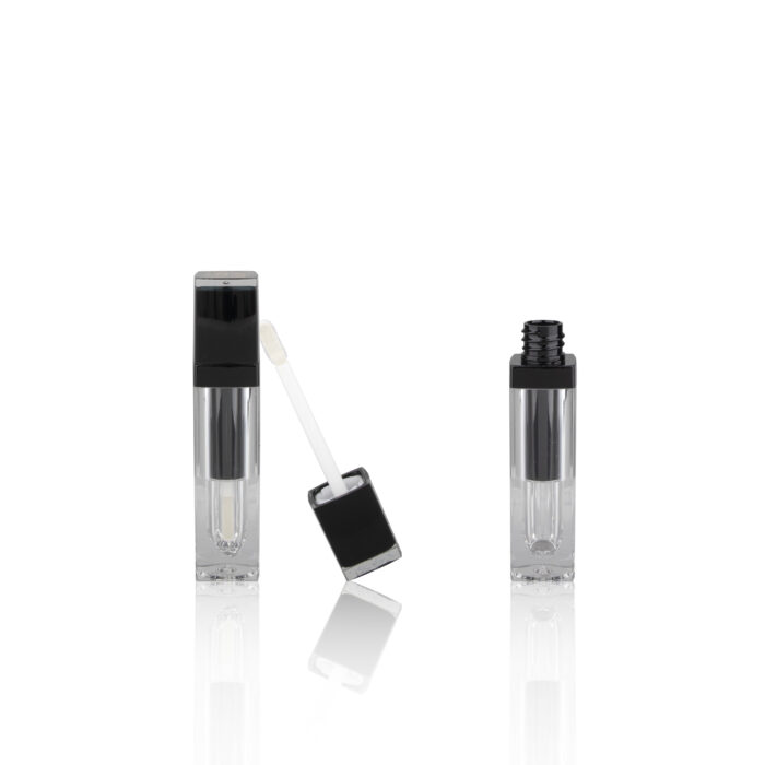 Luxury Matte Black Transparent Empty Lip Gloss Tube Containers with Wands - LG132 - Image 2