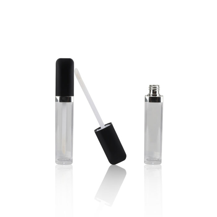 Logo Printing Square Lid Round Bottle Clear Empty Lip Gloss Tube Lipgloss Container Plastic Lip Gloss Wand Tube - LG208 - Image 2