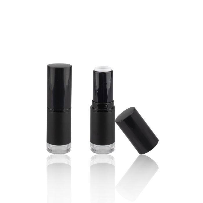 Glossy Lid Matte Bottom Simple Design Lipstick Tube Packaging Black Lipstick Case Round Shaped Lipstick Tube - LS242 - Image 2