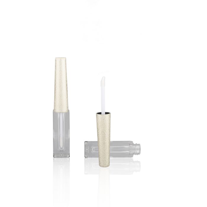 Matte Gold Lip Gloss Tube Square Clear Lipgloss Tube Hot Sale Plastic Lipgloss Container with Brush - LG142 - Image 2