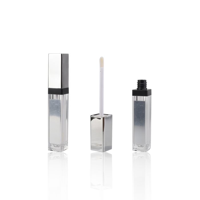 Square Clear Bottle Lip Gloss Tube Lip Gloss Containers Tube with Mirror Silver Empty Cosmetic Packaging - LG203