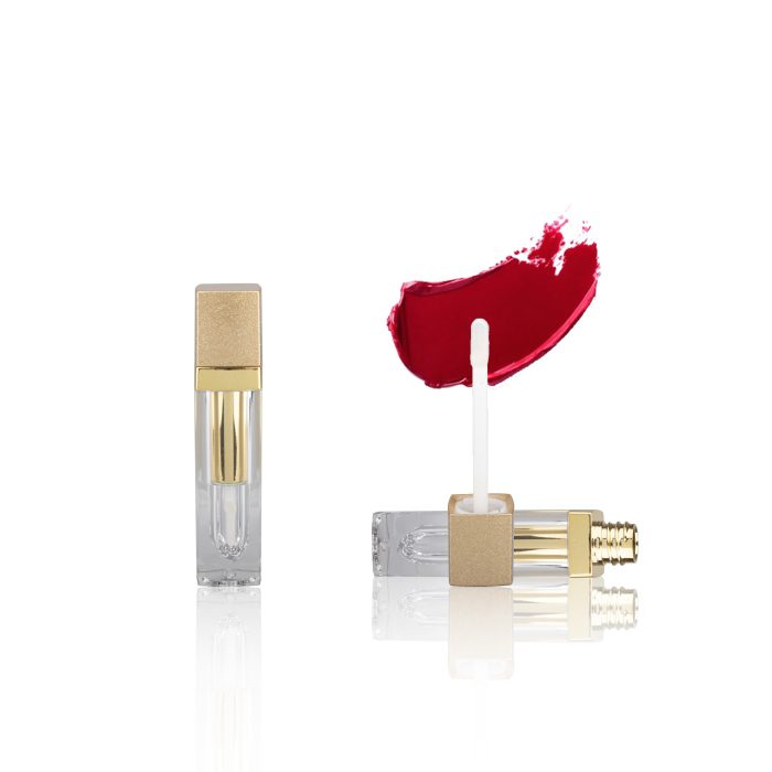 Cosmetic Packaging Clear Lip Gloss Containers Tube with Big Brush Wand Gold Lipgloss Tube Packaging Liptint Tube - LG132B - Image 2