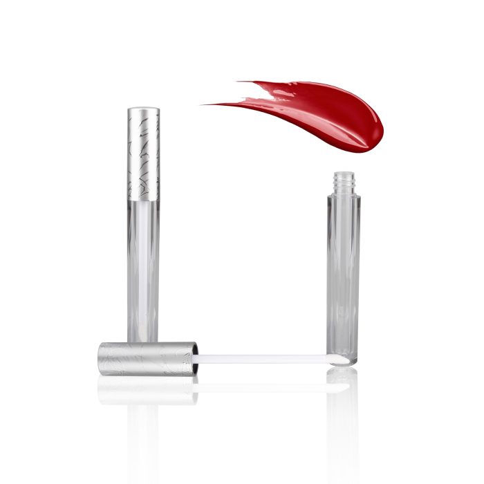 Luxury Sliver Embossed Cosmetic Packaging Round Lip Gloss Containers Tube Clear Lipgloss Tube Packaging - LG118 - Image 2