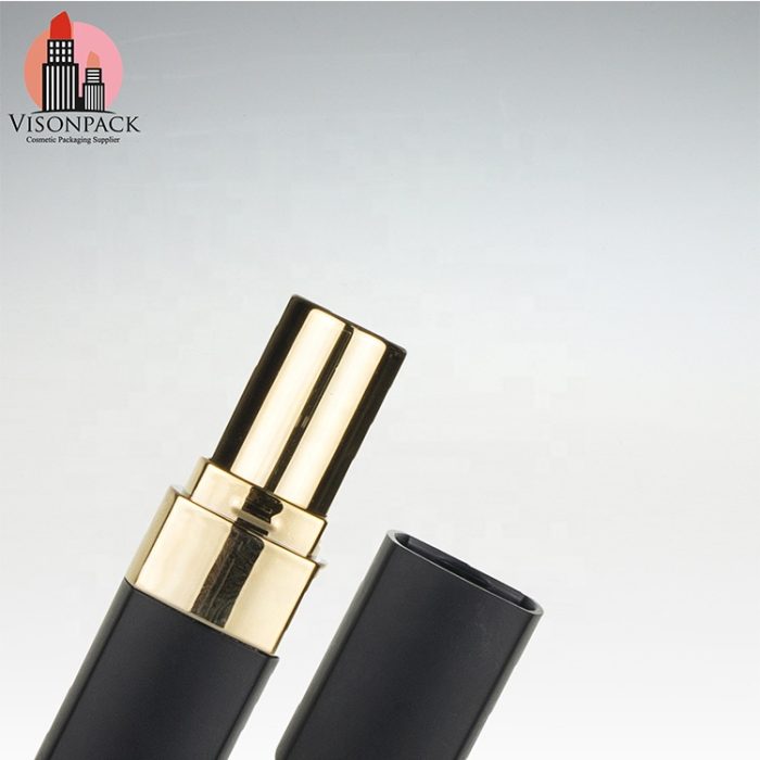 High End Plastic Square Matte Black Gold Lipstick Tube Logo Printing Lipstick Packaging Cosmetic Tubes - LS002 - Image 4