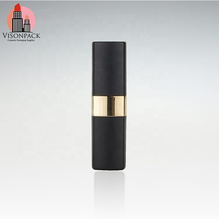 High End Plastic Square Matte Black Gold Lipstick Tube Logo Printing Lipstick Packaging Cosmetic Tubes - LS002 - Image 3