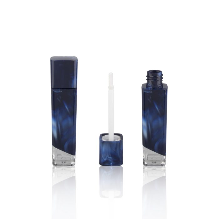Custom Unique Blue Pattern Lip Gloss Container Premium Cosmetic Tubes Lipgloss Tube with Brush Applicator - LG080