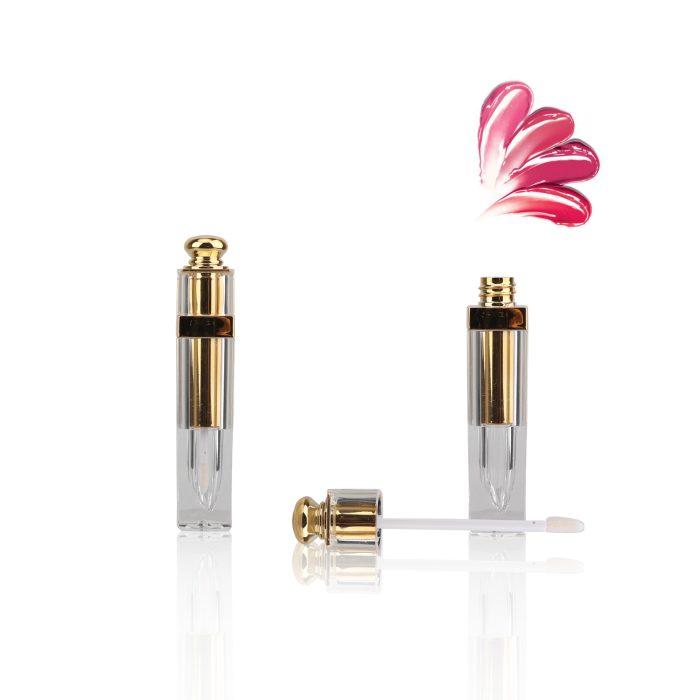Eco Friendly Lipstick Shaped Clear Lip Gloss Tubes Lip Gloss Boxes Packaging Gold Cosmetic Tube Packaging - LG212 - Image 3