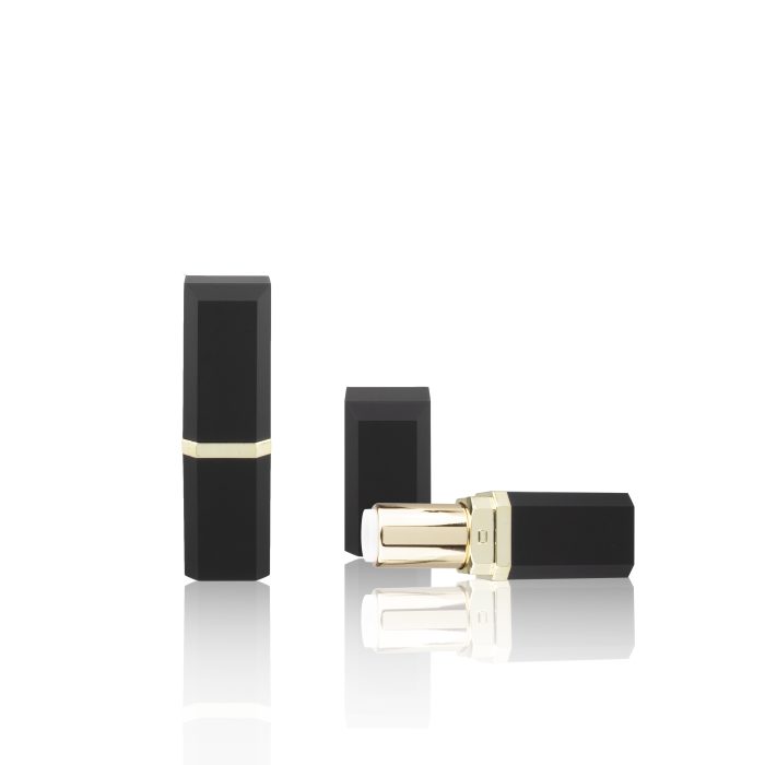 High Quality Luxury Cosmetic Plastic Tubes Empty Square Lipstick Tubes Matte Black Lipstick Packaging - LS366 - Image 2