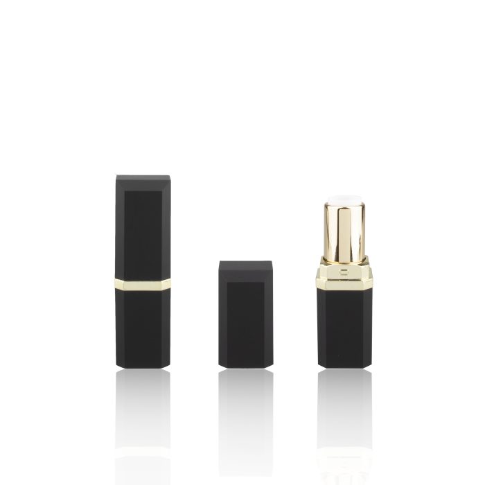 High Quality Luxury Cosmetic Plastic Tubes Empty Square Lipstick Tubes Matte Black Lipstick Packaging - LS366