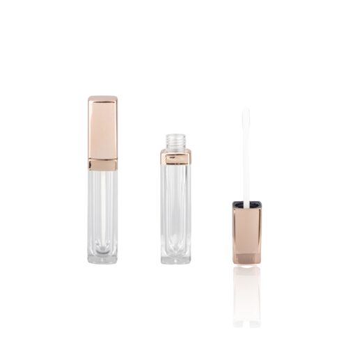 Hot Sale Clear Square Gold  Lip Gloss Containers Tube Liptint Bottle with Wands Lipgloss Tube with Brush Applicator - LG163