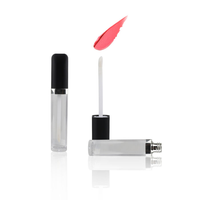 Logo Printing Square Lid Round Bottle Clear Empty Lip Gloss Tube Lipgloss Container Plastic Lip Gloss Wand Tube - LG208 - Image 3
