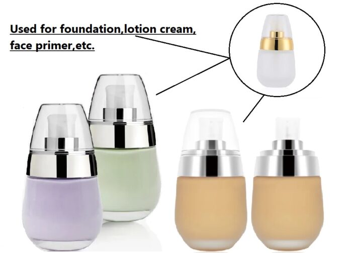 Luxury Oval Cosmetic Packaging 35ml Empty Pump Skincare Primer Liquid Lotion Foundation Glass Bottle Containe - GB001 - Image 4
