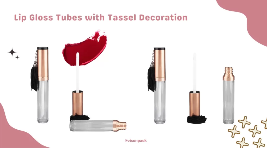 Lip gloss tube with tassel decoration