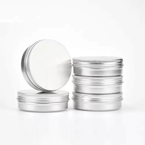 Refillable Silver Aluminum Tin Jar 10g-200g for Cosmetics Skincare Lip Balm, Custom Logo - AL001