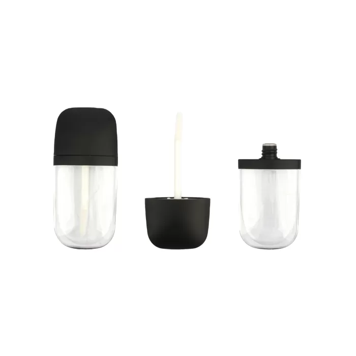 Matte Black Lip Gloss Tubes Custom OEM Empty Containers Wholesale Unique Shape 11ml Flat - ELG086
