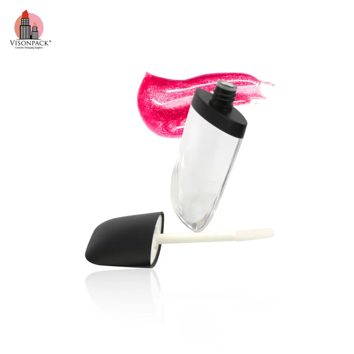 Matte Black Lip Gloss Tubes Custom OEM Empty Containers Wholesale Unique Shape 11ml Flat - ELG086 - Image 2