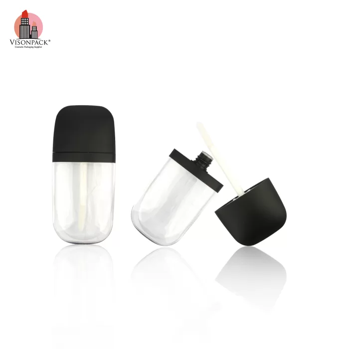 Matte Black Lip Gloss Tubes Custom OEM Empty Containers Wholesale Unique Shape 11ml Flat - ELG086 - Image 3