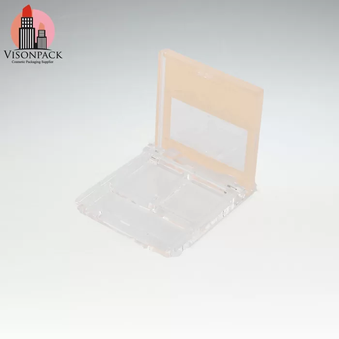 New Plastic Empty Square 2 Pan Eyeshadow Palette Cheap Eye Shadow Case Transparent Makeup Brush Set - ES010 - Image 3