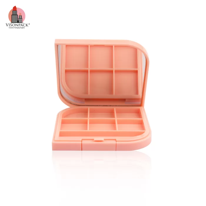 New Customized Pink Empty 6 Colors Eye Shadow Palette Case With Mirror Private Label OEM - ES066 - Image 4