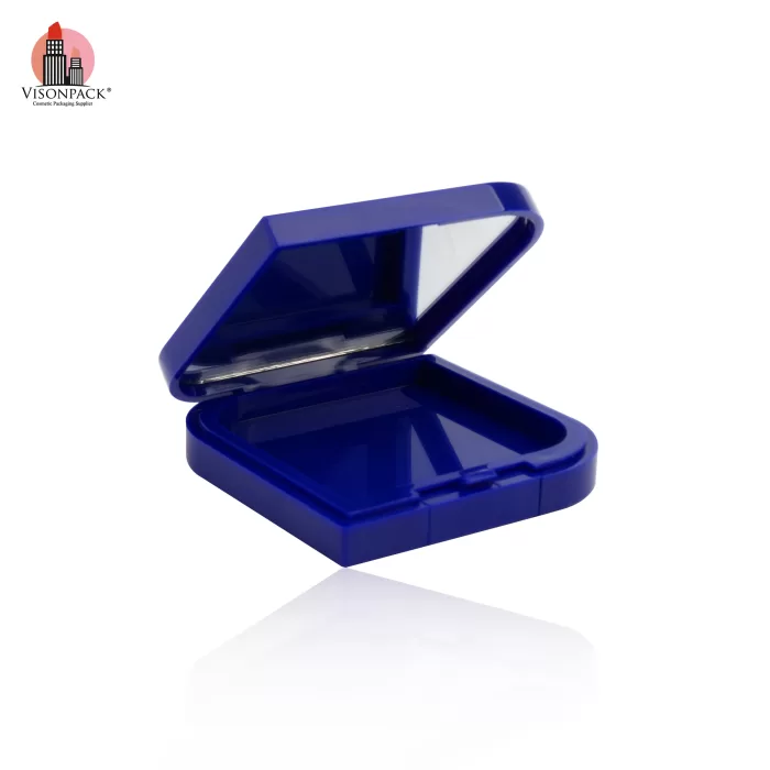 Wholesale Factory Empty Face Highlighter Blusher Case Blue Square With Mirror Custom Packaging - ES067 - Image 2