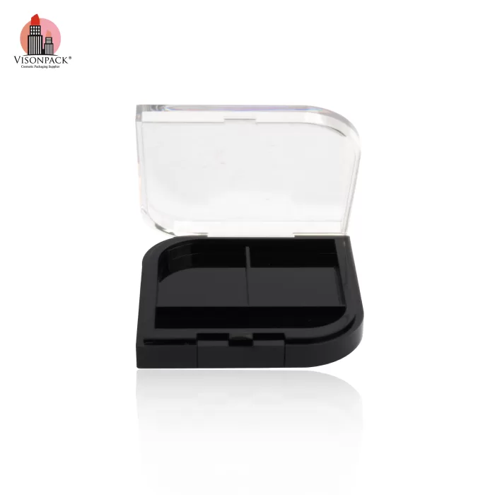 Classical Custom Black Clear Cover Empty 2 Colors Eyeshadow Palette DIY Makeup Packaging - ES071 - Image 4