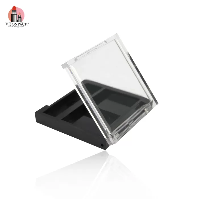 Square PETG Clear Empty Eyeshadow Palette 2 Colors Transparent Packaging - ES077 - Image 2