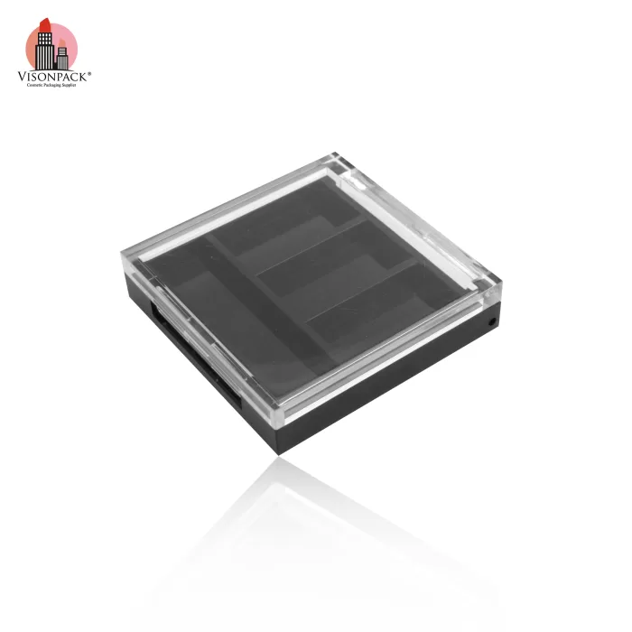 Factory Wholesale Clear Black Square Eyeshadow Palette With Brush 3 Colors Custom - ES082 - Image 2
