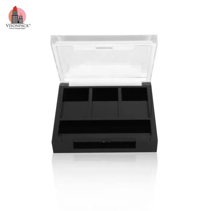 Factory Wholesale Clear Black Square Eyeshadow Palette With Brush 3 Colors Custom - ES082 - Image 3