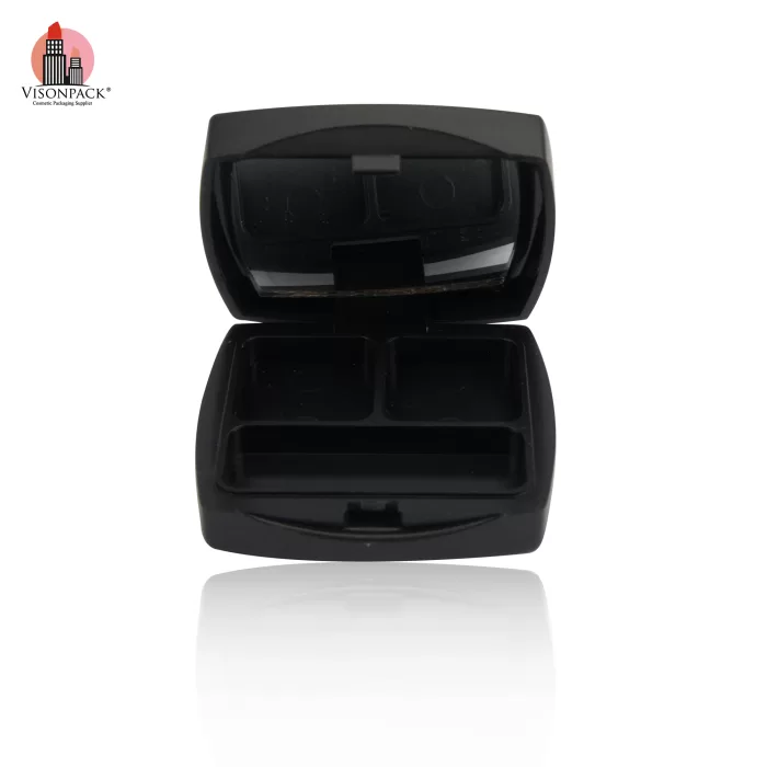 Mini Square Single Eyeshadow Case Empty Plastic Clear Cover 2 Colors Black With Mirror OEM - ES083 - Image 4