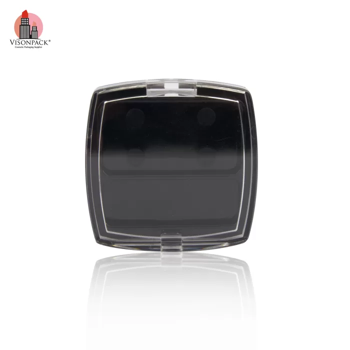 Mini Square Single Eyeshadow Case Empty Plastic Clear Cover 2 Colors Black With Mirror OEM - ES083 - Image 5