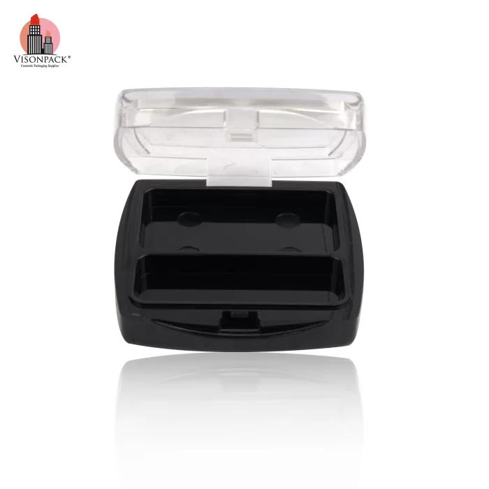 Mini Square Single Eyeshadow Case Empty Plastic Clear Cover 2 Colors Black With Mirror OEM - ES083 - Image 6