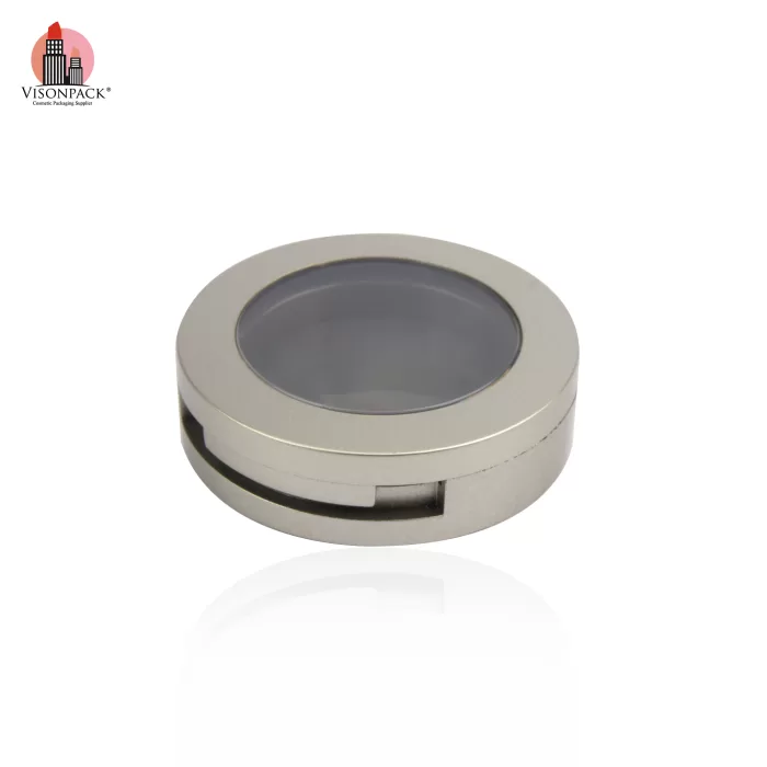 Makeup Silver Gray Empty Single Compact Eyeshadow Case Round Custom Plastic Wholesale - ES093 - Image 2