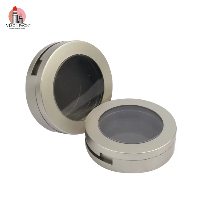 Makeup Silver Gray Empty Single Compact Eyeshadow Case Round Custom Plastic Wholesale - ES093 - Image 4