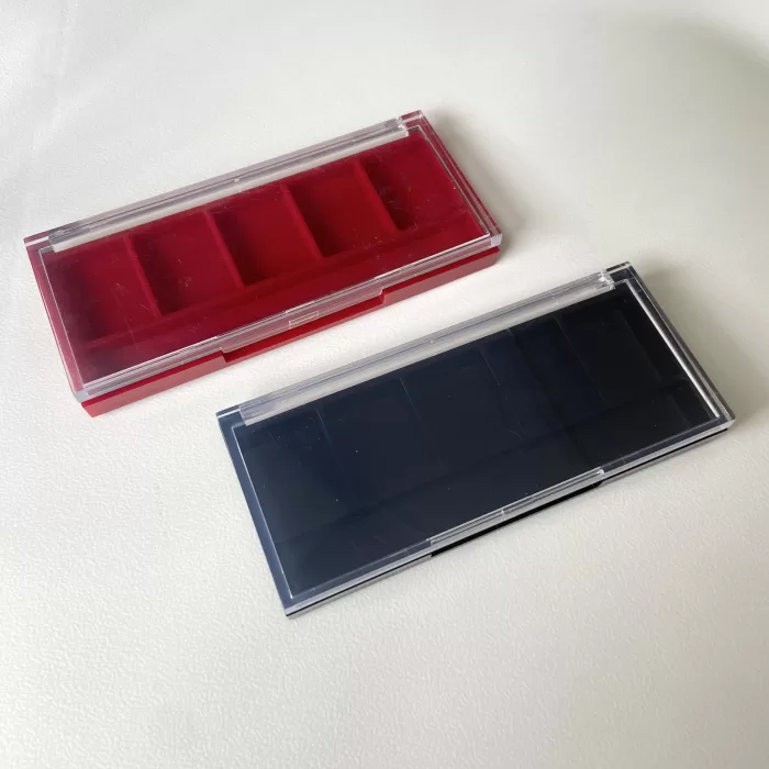 Wholesale Rectangle Cosmetics Packaging 5 Colors Plastic Empty Eye Shadow Palette Clear Cover - ES100 - Image 2