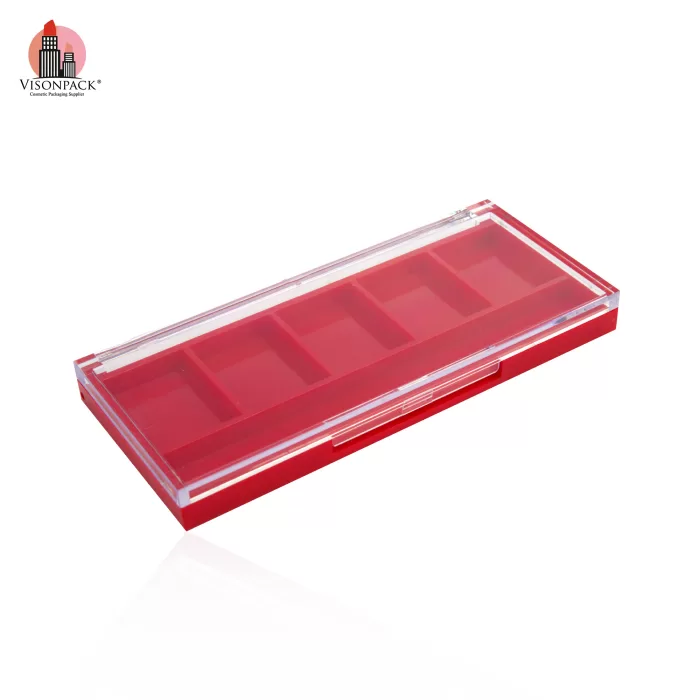 Wholesale Rectangle Cosmetics Packaging 5 Colors Plastic Empty Eye Shadow Palette Clear Cover - ES100 - Image 4