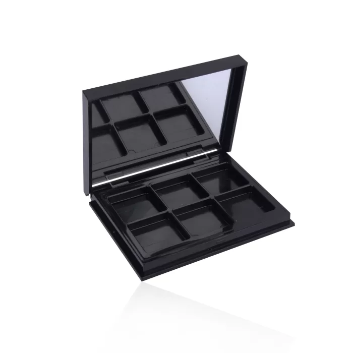 Makeup Packaging Manufacturer Rectangle 6 Colors Eyeshadow Palette Mirror Empty Square Black Blusher Powder Eye Shadow - ES119