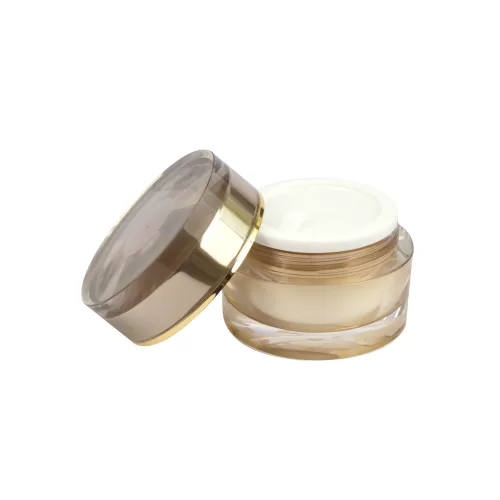 High Quality Luxury Gold Empty Round Cream Jar Double Wall Purple Moisturizer with Custom Logo Color - J001