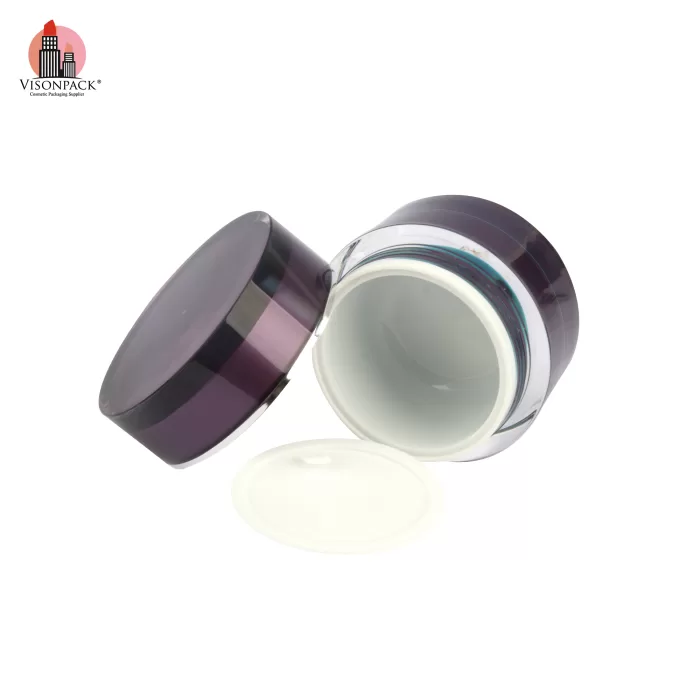 High Quality Luxury Gold Empty Round Cream Jar Double Wall Purple Moisturizer with Custom Logo Color - J001 - Image 3
